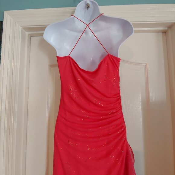 City Triangle Long Sparkly Whimsical Square Neck Dress Watermelon S Y2k 90s - Picture 7 of 10